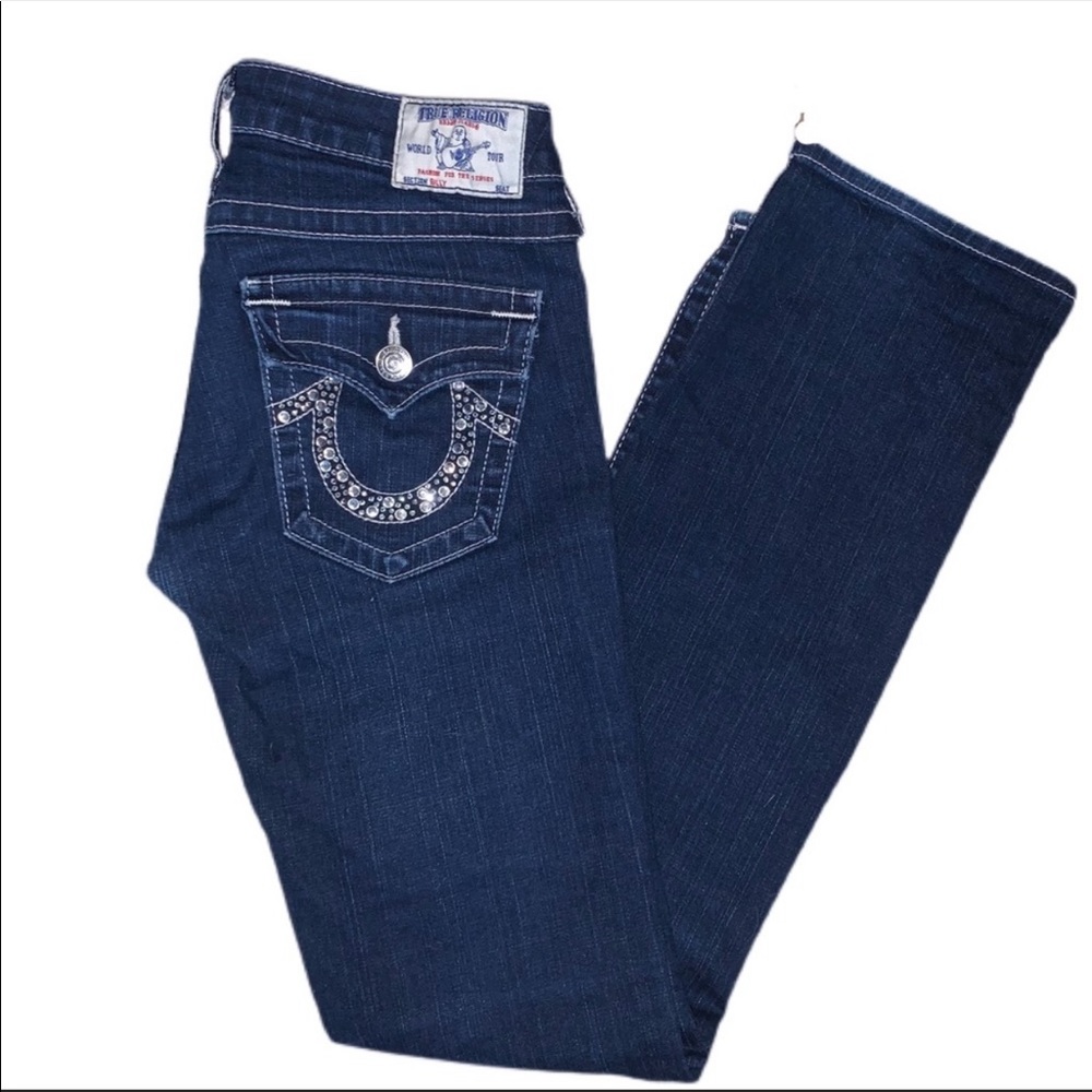 True Religion Rhinestone Skinny Jeans Dark Wash